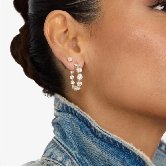 Melinda Maria Gold and White Earrings - Picture 2 of 4